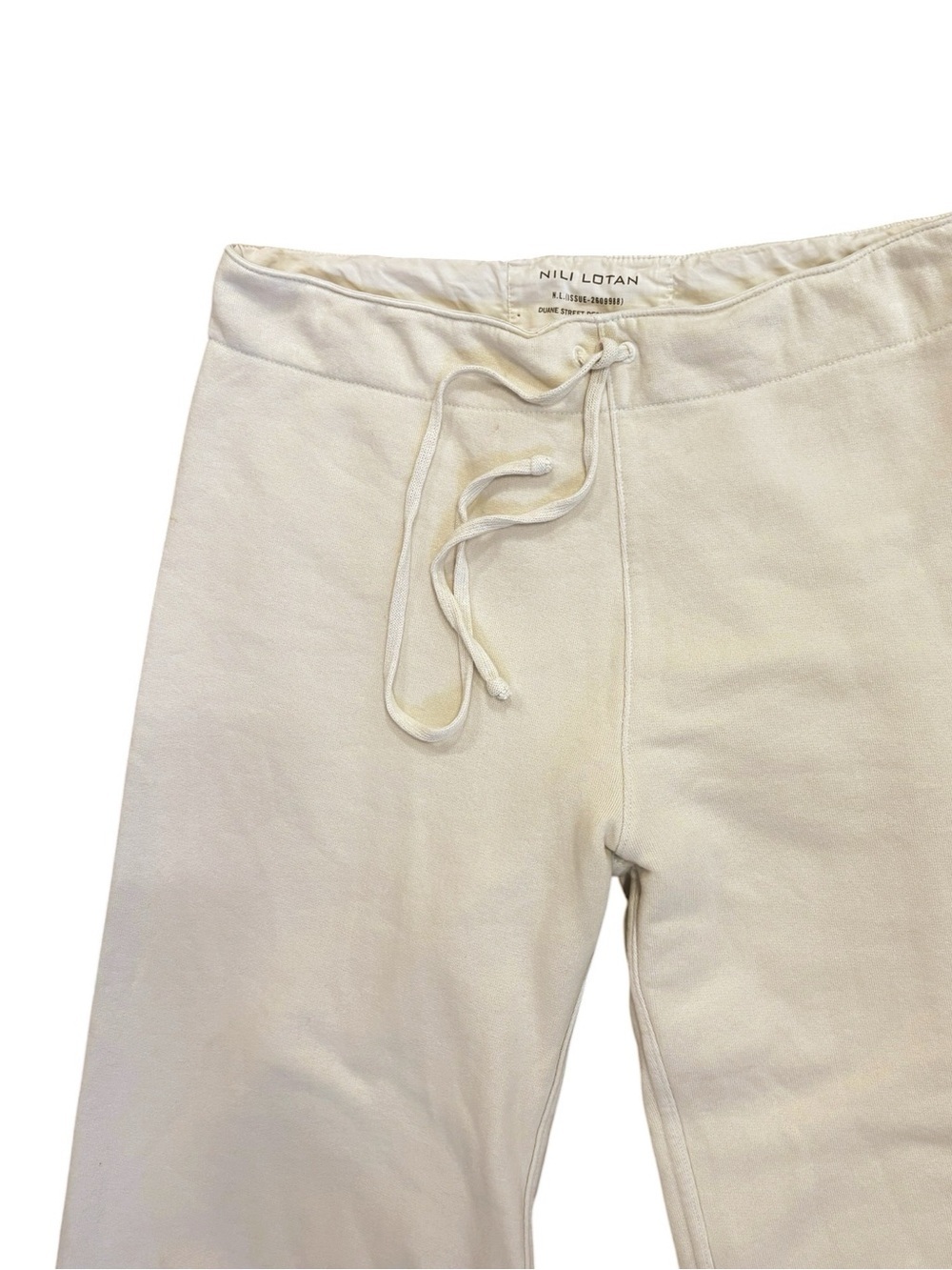 Nili Lotan Kiki Sweatpant Wide Leg Cropped Chalk Light Khaki Size Medium - Picture 4 of 5